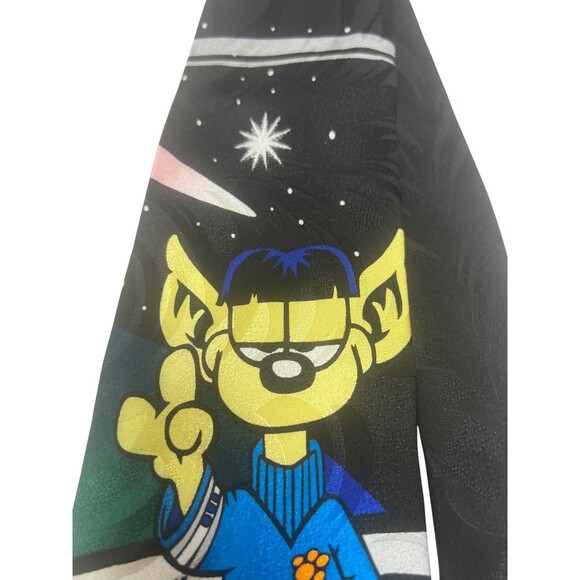 Garfield Star Trek Necktie Odie Novelty Cartoon Tie Vtg 1980s 1990s Crossover - Picture 5 of 11